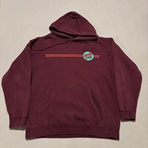 Santa Cruz Hoodie Size Large Burgundy Pullover Skateboard Fall Outdoor